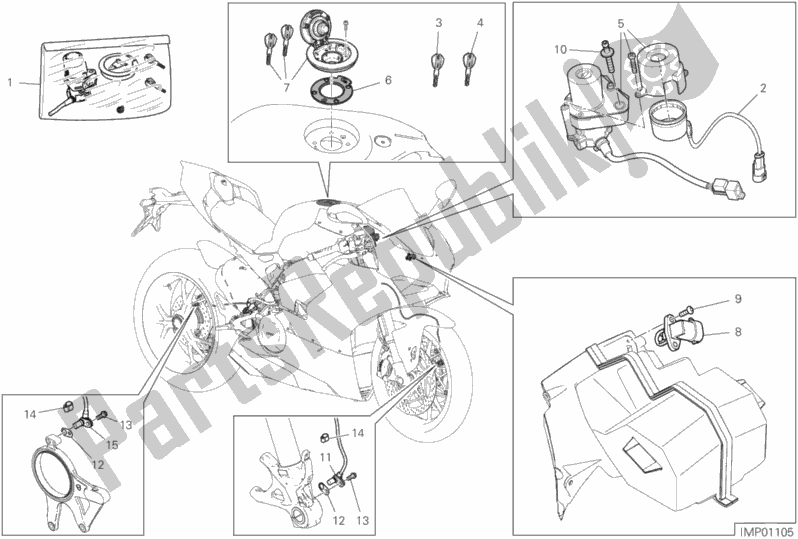 Todas las partes para 13f - Dispositivos Eléctricos de Ducati Superbike Panigale V4 S Thailand 1100 2019